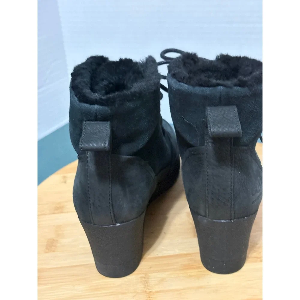 UGG Lakesider‎ Zip Puff Black Waterproof Suede Wedge Boots 1103822 Womens 10